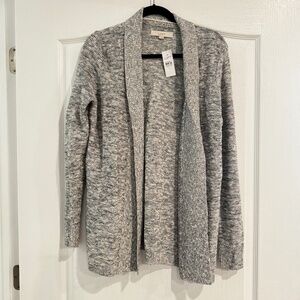 LOFT Gray Marled Open‑Front Cardigan – Size M- NWT